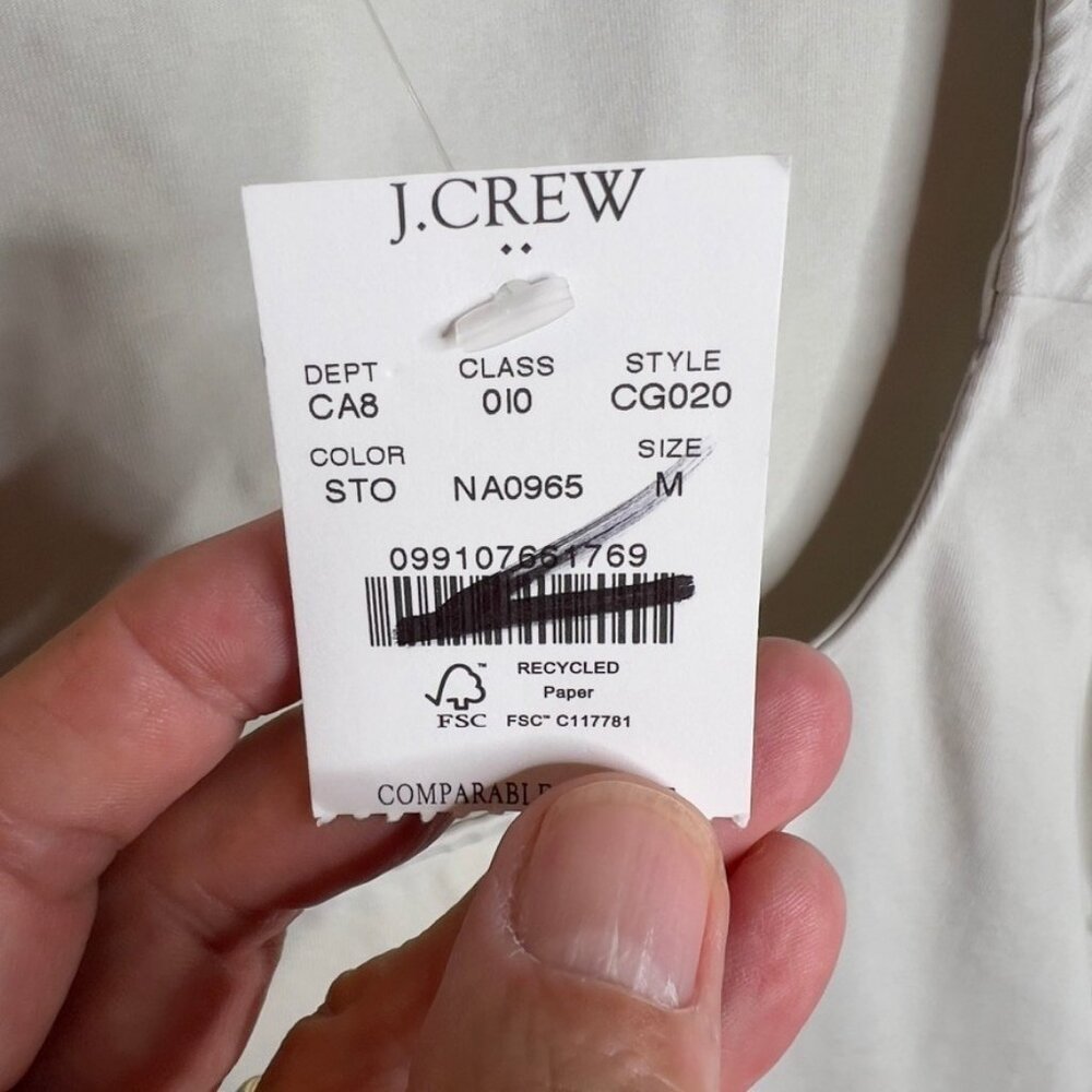 J.Crew $45 Cap-sleeve stretch cotton-blend squareneck tank top Stone Sz M CG020 - Picture 3 of 5